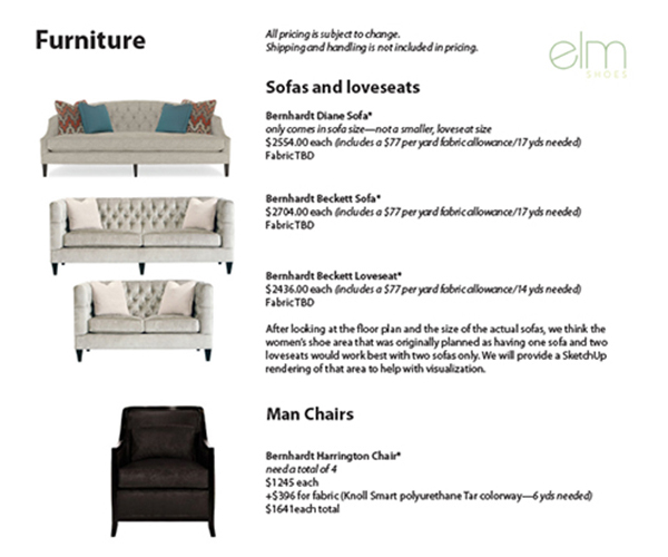 Furniture selection